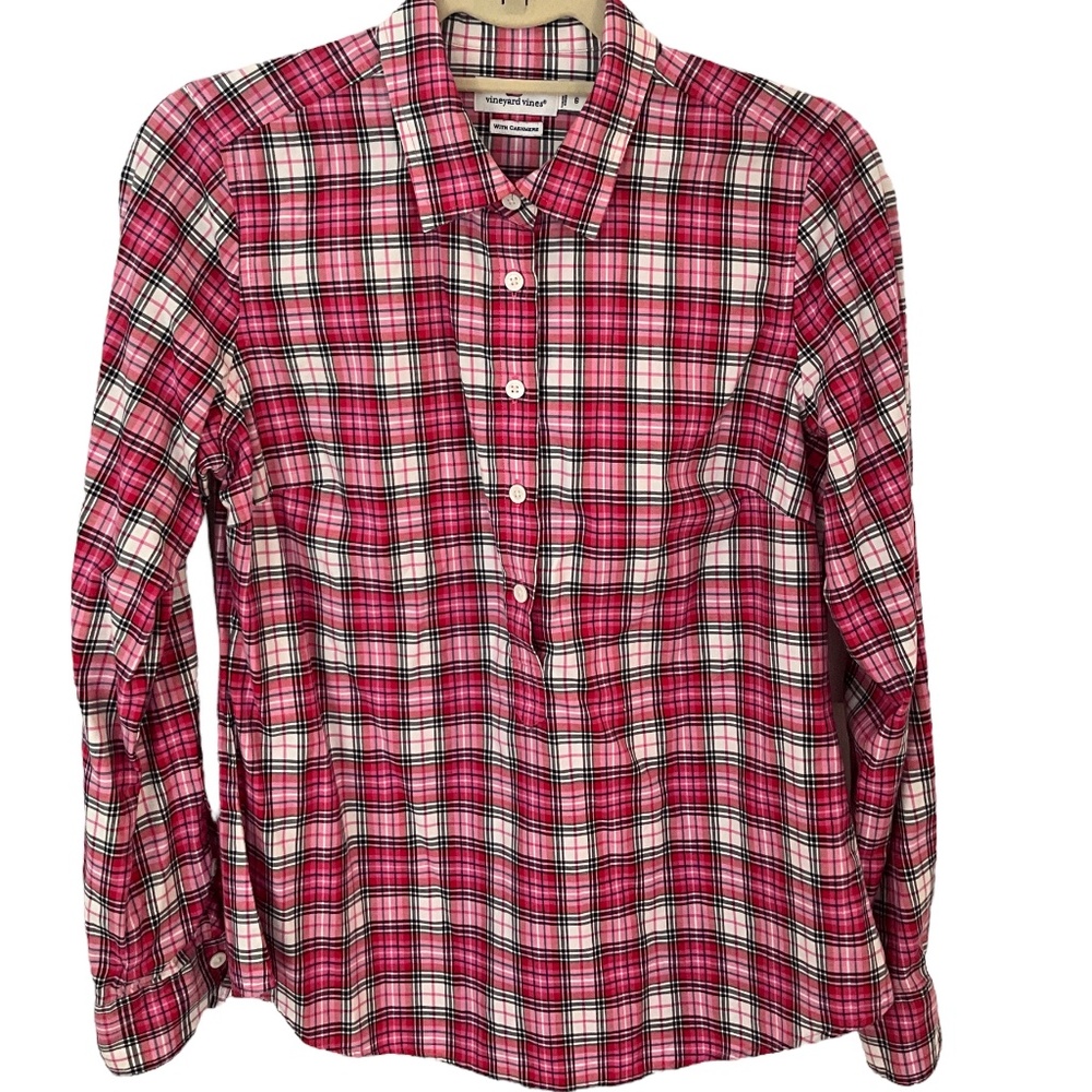 Vineyard Vines Half Button Cotton/Cashmere Blend Plaid Shirt -6